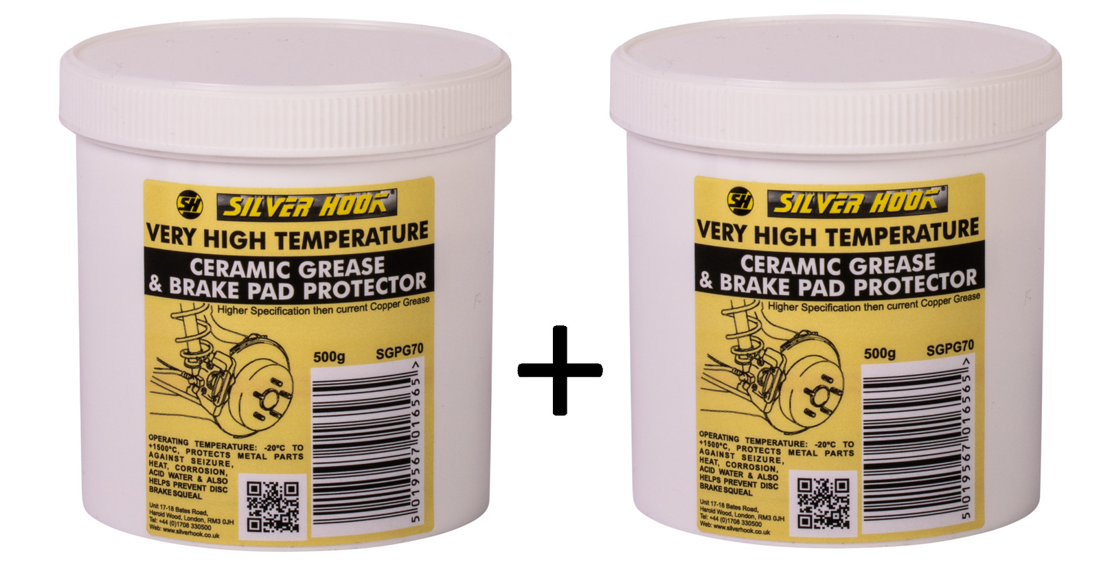 2 x Silverhook Grease Ceramic Anti-Seize Corrosion Very High Temperature 500g
