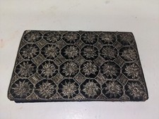 Vintage Womens Ladies Black Suede Womens Embroidered Clutch Purse 313