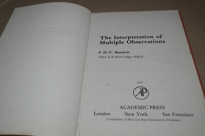Interpretation of Multiple Observations F H C Marriott Hardcover 1974 0124734502
