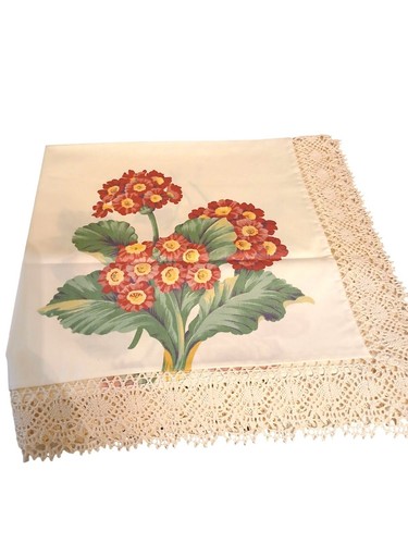 Vintage EUC Chintz Servietten 8-24" gehäkelt Spitze Borte verschiedene Blumen Blockdruck - Bild 11 von 14