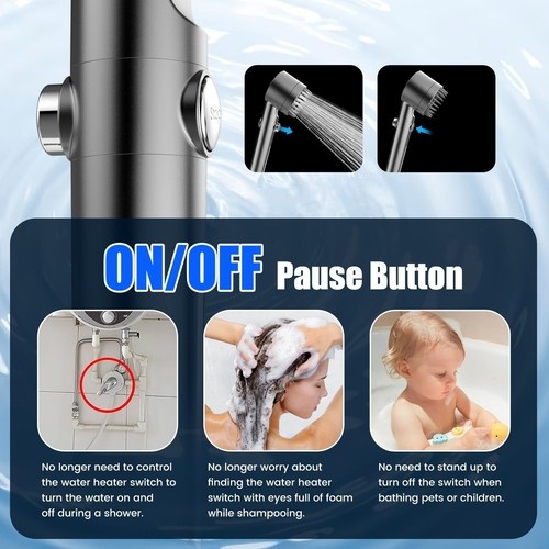 FEELSO Handheld Shower Head with Filtered,High Pressure Shower ON/OFF ...