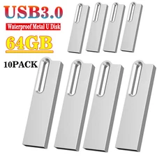 10 Pack 64GB USB 3.0 Flash Drive Metal Pen Drive Thumb Drive Waterproof U Disks