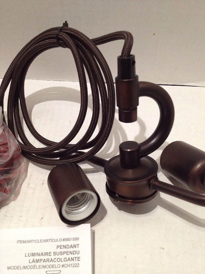 Allen+Roth 吊坠套件 651599 油磨青铜金属灯套件带 2 件装线 — 第 3/4 张图片