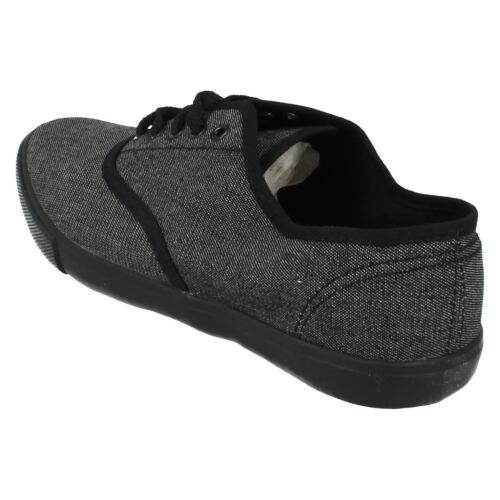 Hombre Negro Spot On Zapatillas Lona Cordones GB Tallas 7 - 10: F8683 - Imagen 4 de 9