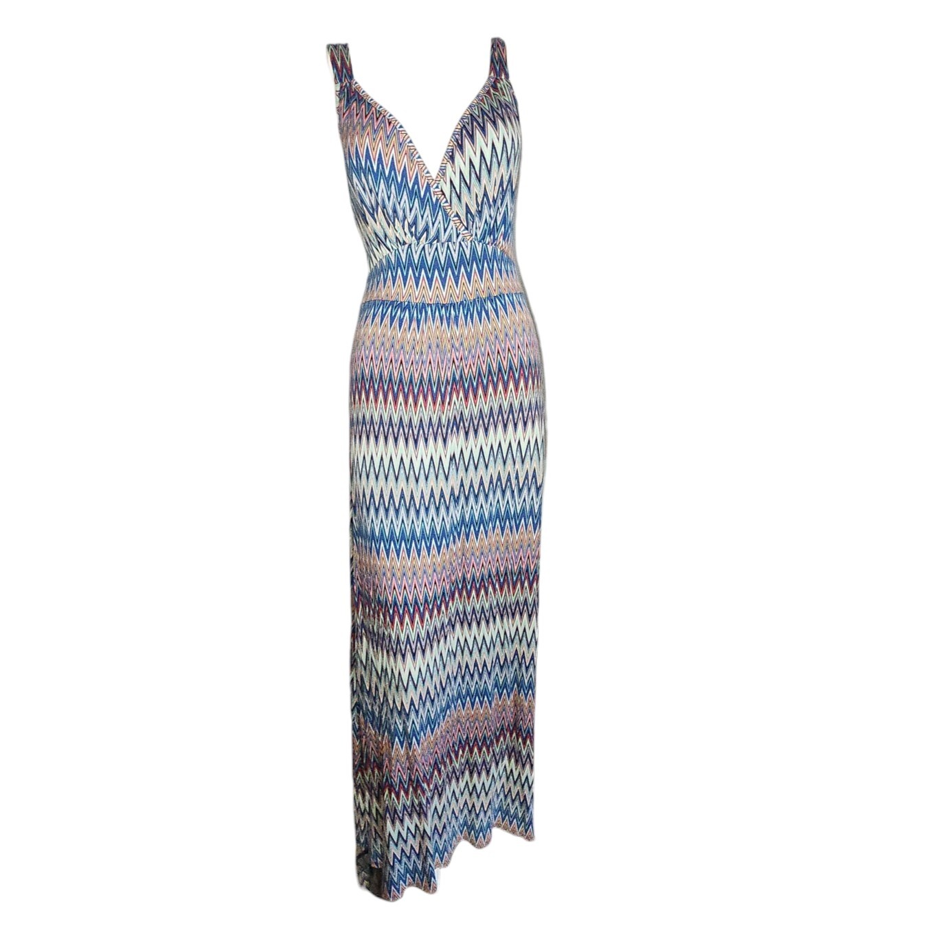 LOVEAPPELLA Blue Multicolored Sleeveless Pullover Long Maxi Dress Womens Medium