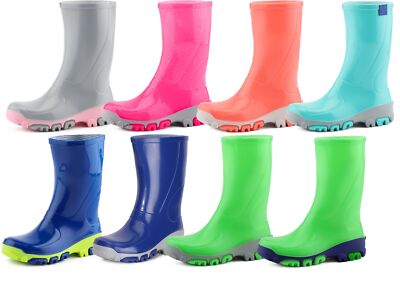 LADEHEID Gummistiefel Kinder Jungen Mädchen Rutschfest Regenschuhe PVC 21-35
