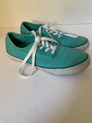 American Eagle Lace Up Tennis Shoes Casual Teal Canvas