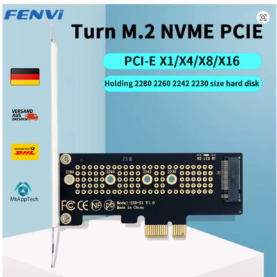 PCIe 4.0 Adapter für M.2 NVMe SSD | 64 Gbit/s | Gen4 X1 X16 Slot PC