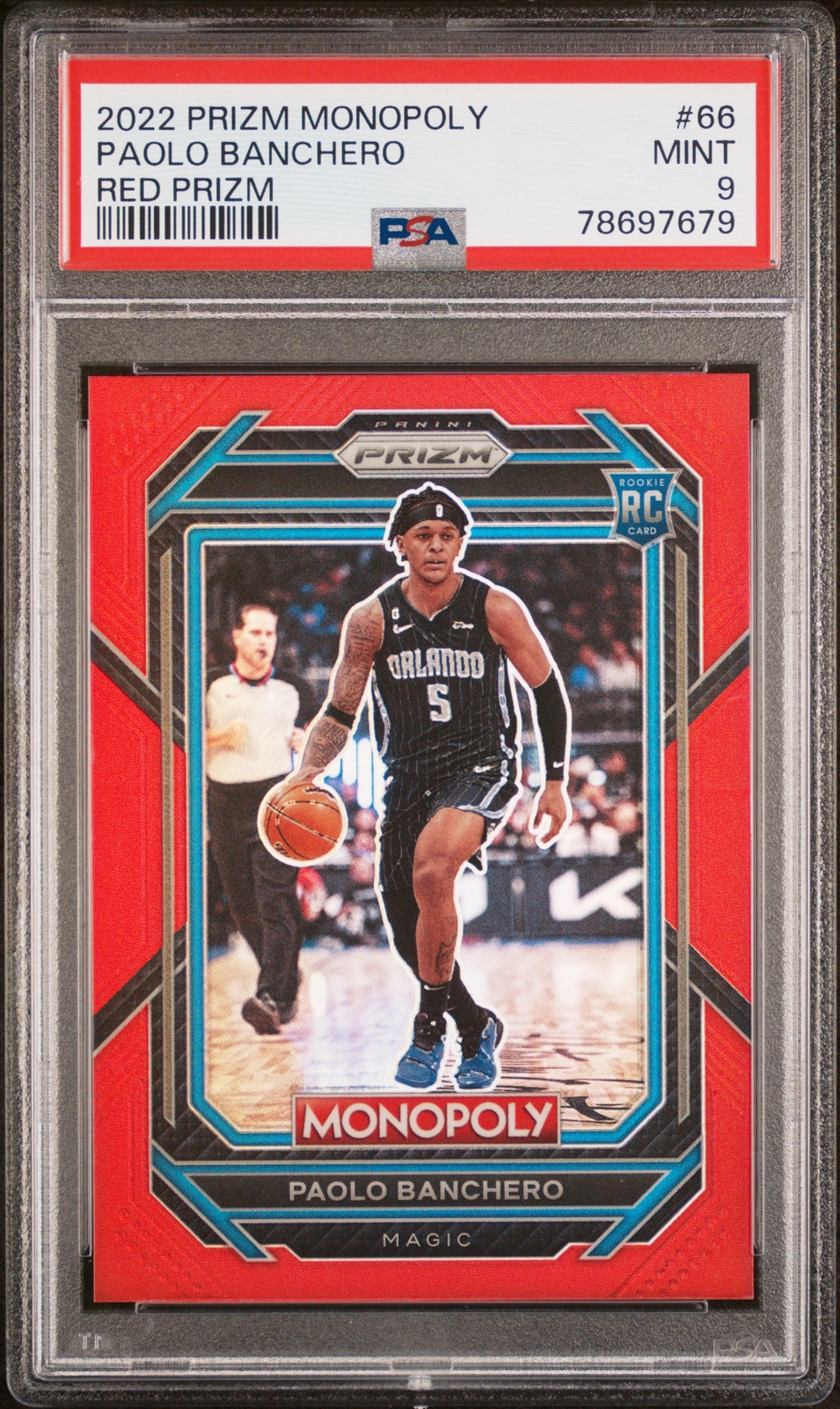 2022 PANINI PRIZM MONOPOLY RED PRIZM #66 PAOLO BANCHERO ROOKIE RC 58/99 PSA 9
