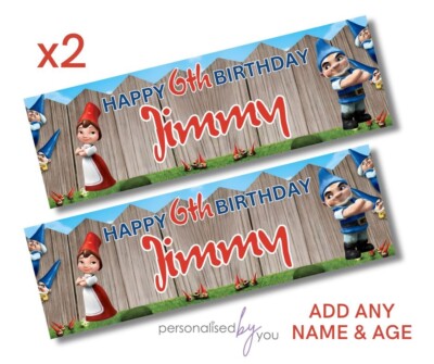 2x personalisierte Wichtel & Julia Geburtstagsbanner GROß Kinder Party Poster Name hinzufügen
