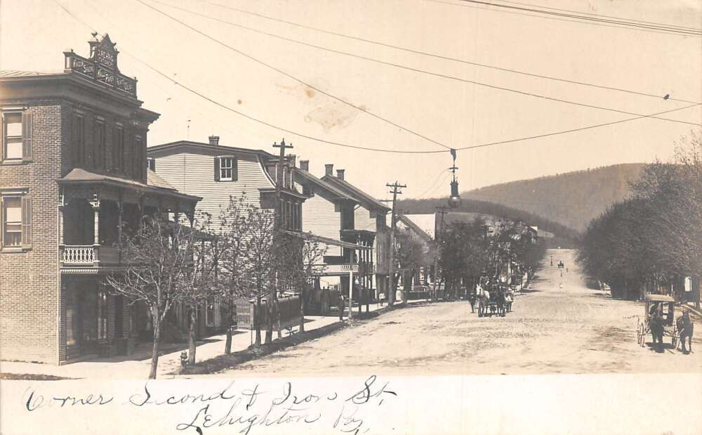 Lehighton Pennsylvania Corner of 2nd and Iron Street Real Photo PC