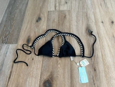 Luli Fama Designer Atravida Triangle Bikini Top NWT Black & Gold Sz XS