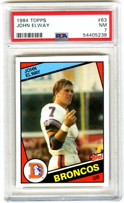 JOHN ELWAY~1984 TOPPS PSA-7 NR/MT RARE CENTERED NFL ROOKIE RC CARD 