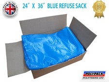 X50 BLUE Heavy Duty 140G Polythene Sacks Bags, 24" x 36"  Refuse Sack