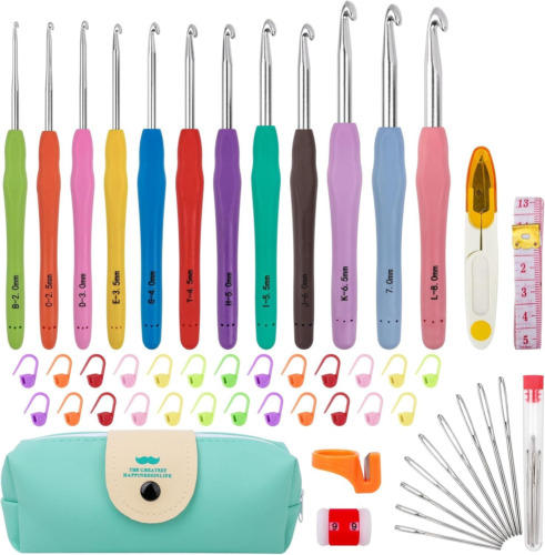 Mecheer Crochet Hooks 12 Sizes Hook Set, 51 12 Pack, Multicolored