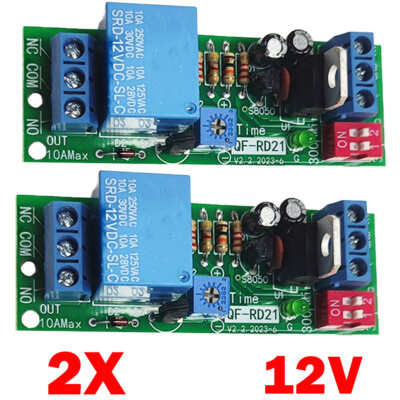 2x DC12V Adjustable Time Delay Timing Timer Relay Switch Turn ON/OFF Modules USA