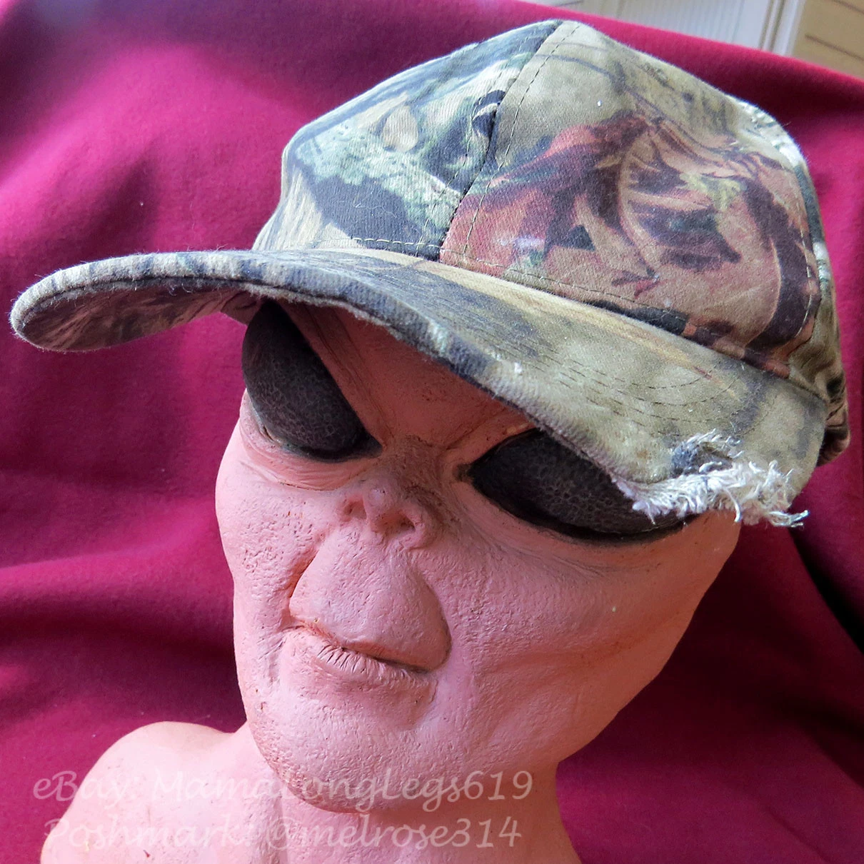 Distressed Beat-Up Tree Camouflage Camo Strapback Hat Cap Hunting Fishing Camo