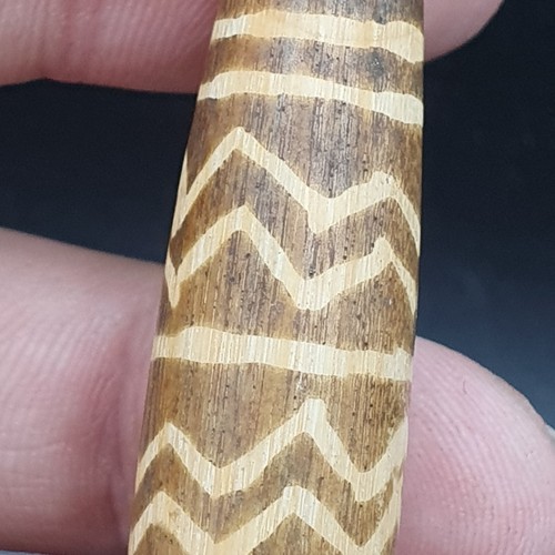 Perlina legno pietrificato Pumtek vecchia birmana dell'Asia meridionale 60 mm bellissimo motivo - Foto 9 di 9