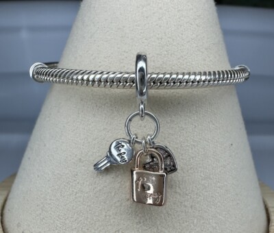Authentic Pandora #782506C01 Key, Padlock Heart Dangle