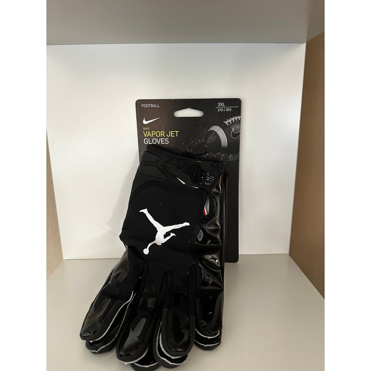 Nike Air Jordan Vapor Jet Football Gloves Black White Receiver
