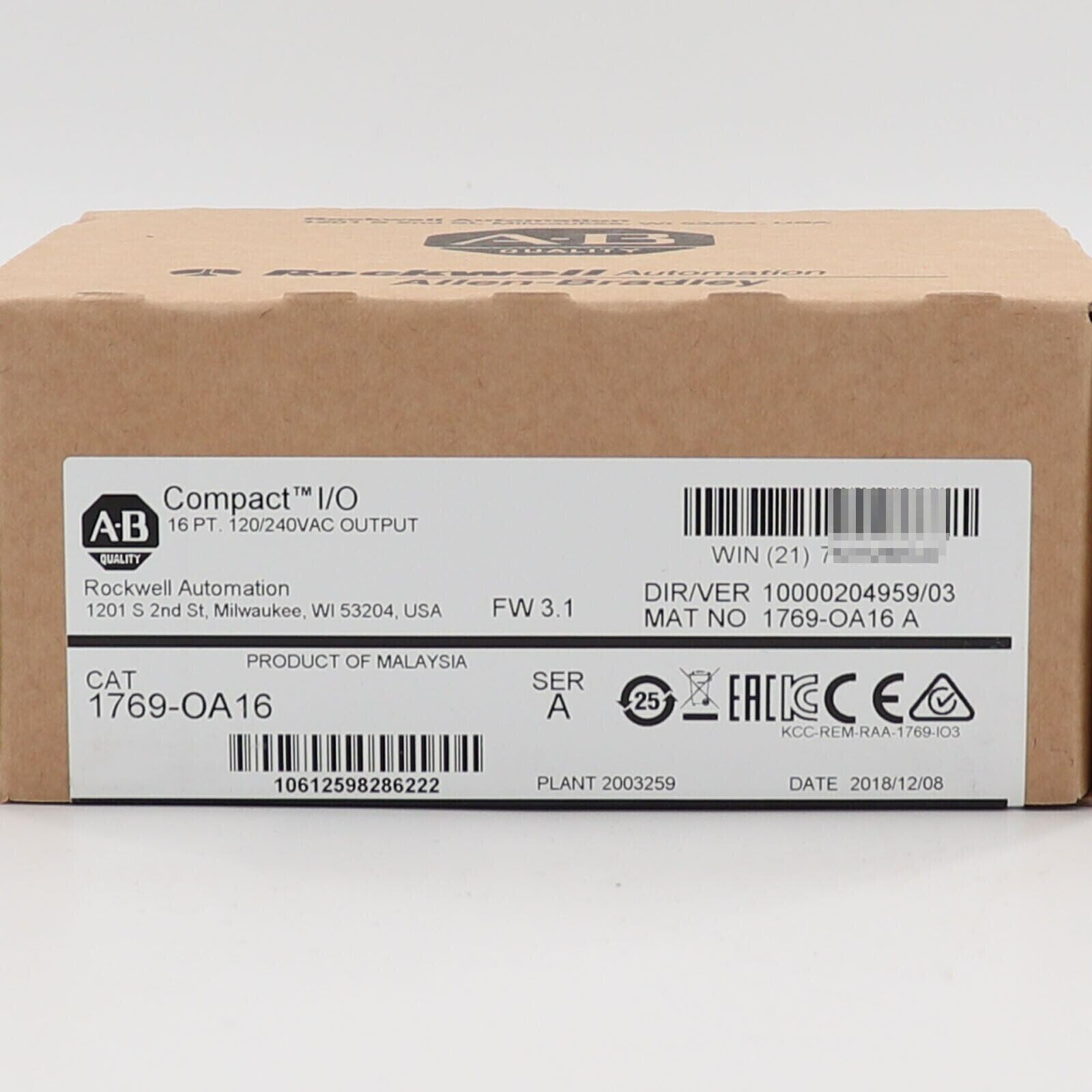 Allen Bradley 1769OA16 SER A CompactLogix 240VAC Output Module NEW
