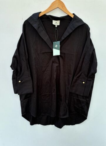 Tuckernuck Willow Blouse Medium NEW Solid Black Tunic Top NWT Long Sleeve Shirt