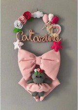 Fiocco nascita ghirlanda coccarda personalizzata con il nome del bimbo Topolino