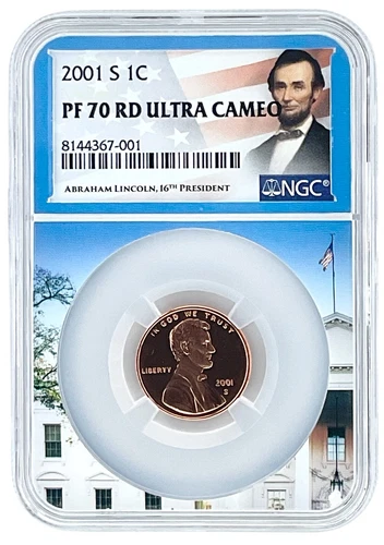 2001 S Lincoln Penny NGC PF70 RD Ultra Cameo - White House Picture Core