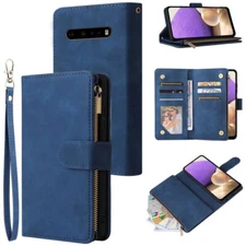 For LG V60 ThinQ 5G Wallet Case Zipper Pocket Flip Card Wrist Strap Kickstand