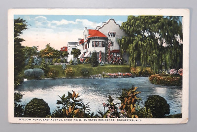 Vintage 1917 Postcard Rochester NY WILLOW POND East Avenue W. D. Hayes Residence