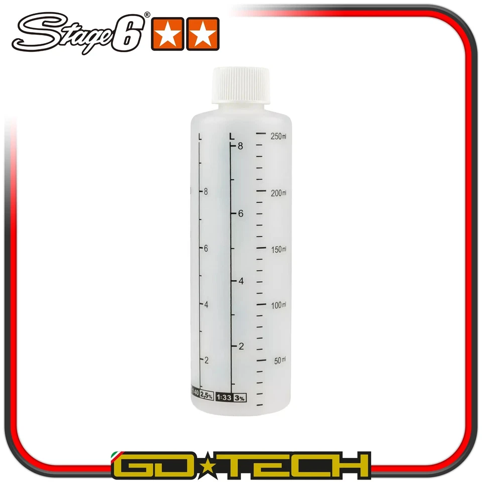 MISURINO OLIO MISCELA GRADUATO STAGE6 con TAPPO 250ml DOSATORE per SCOOTER VESPA - Immagine 3 di 4