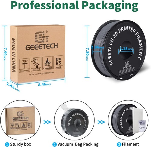 Filamento de impresora 3D Geeetech ABS gris 1,75 mm 1 kg/rollo filamento duradero fuerte EE. UU. - Imagen 9 de 9