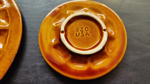 1968 MCD 9"/7"/5" USA Ashtray 3 Piece Nesting Set Brown Red Lava #950,951,&952 - Picture 7 of 9