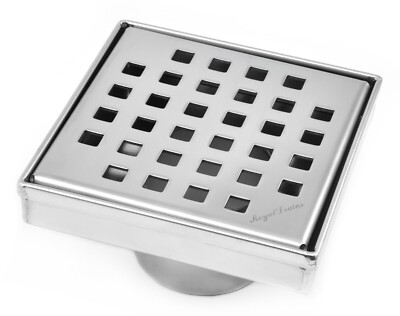 SereneDrains 4 Inch Square Polished Chrome Shower Drain Kit Traditional Square