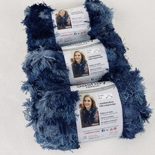 Red Heart Boutique Sashay Fringe Indigo Blue 3 Balls 13 Yds LW4703 Lot 210A