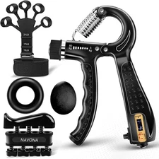 5 PCS Grip Strength Trainer Kit, Hand Gripper Strengthener, Forearm Black 