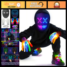 3-Piece Halloween LED Glow Set - Gesture Sensing Skeleton Mask, Gloves  Shoelac