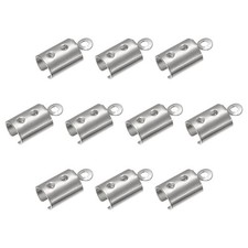 Fold Over Cord Ends 4mm Inner Dia Crimp Cap Clasp Tips Silver Tone 100Pcs