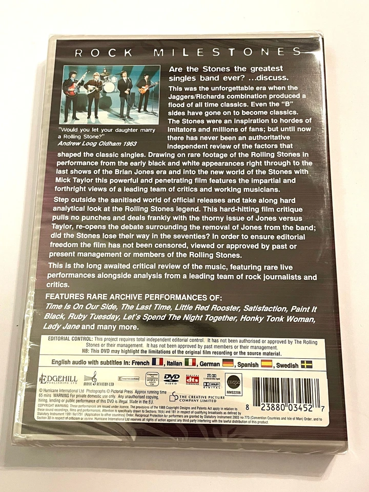 Rock Milestones : The Rolling Stones - Singles 1962 - 1970 (DVD) NEW & SEALED - Image 2 of 2