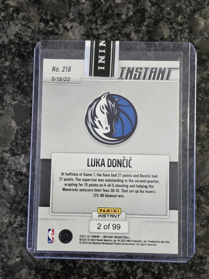 LUKA DONCIC 2021-22 Panini Instant #218 Red/99 Luka Legend Grows Game 7 - Image 2 of 2