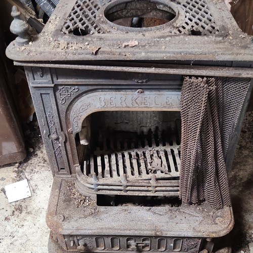 Cast Iron Freestanding Wood-Burning Stove, Black, Top Flue Opening