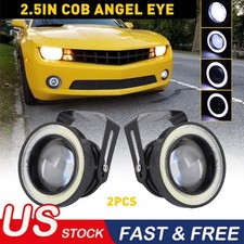 2x White Led Fog Light Lamp Projector Angel Eye Halo Ring Lights For Honda Civic