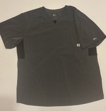Carhartt Force Men's Medical Scrub Top XL Gray Solid Polyester Blend
