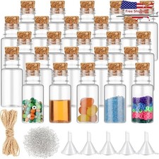 Mini Plastic Bottles W/ Cork Stoppers Craft Set Sand Art Decor 25 Pack New