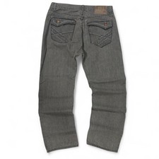 Vintage Y2K Embroidered Flap Pocket Straight Fit Baggy Grey Jeans Size 36x30