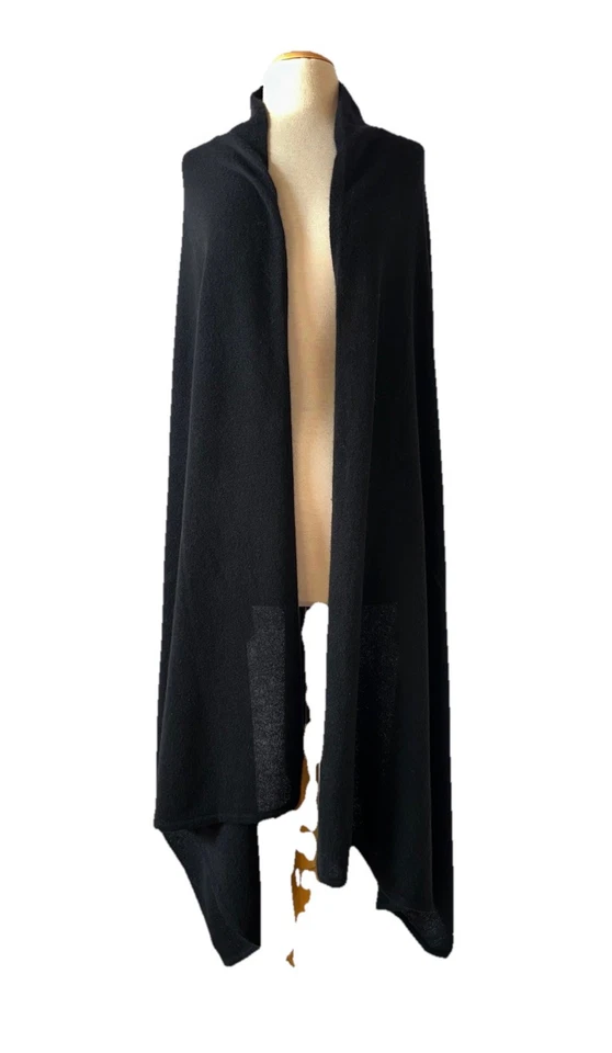 CHARTER CLUB 100 % cachemir bufanda de gran tamaño chal envolvente negro DEFECTO LEER H96 Foto 3 de 4