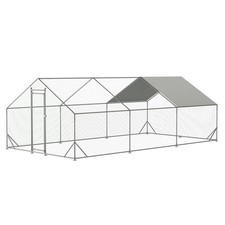 Spacious Metal Chicken Coop with -Resistant Cover, Galvanized Wire Mesh