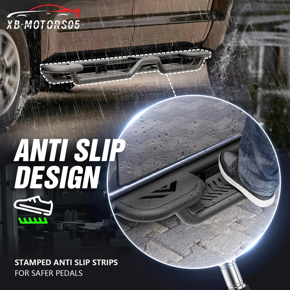 Three Raised Running Boards Side Steps For Toyota Tundra Crew Max Cab 2007-2021  Foto 4 de 4