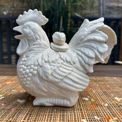 Vintage Kaldun Bogle Cream Ceramic Rooster Teapot Early 2000s Makers Mark