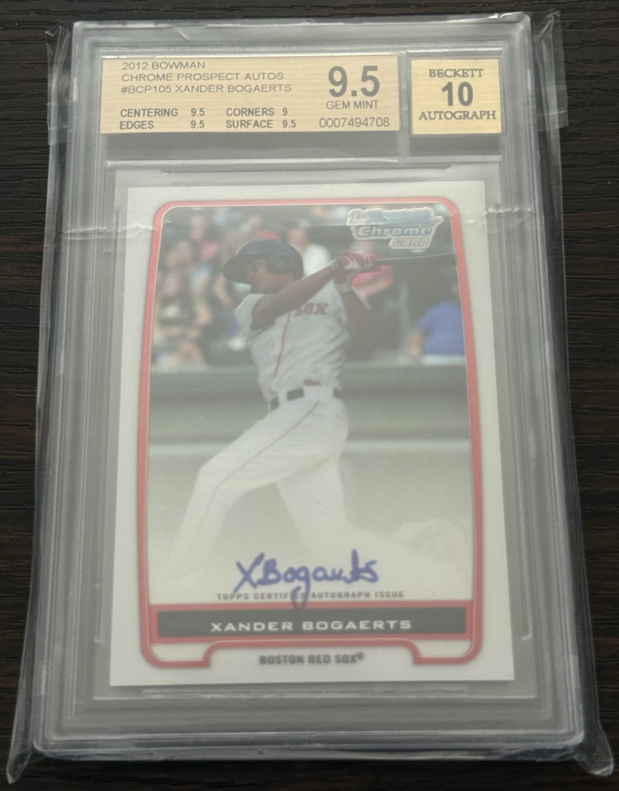 2012 Bowman Chrome Xander Bogaerts Prospect Auto #BCP-105 BGS 9.5 & 10